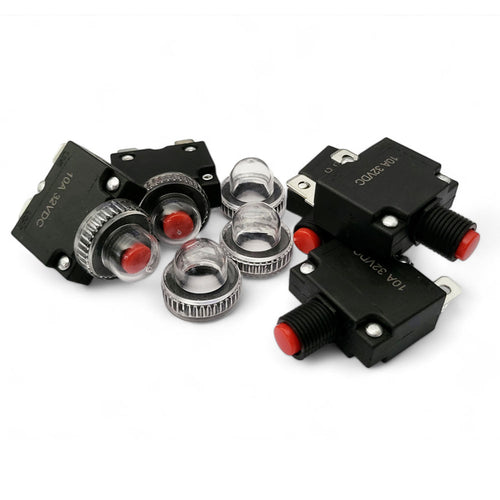 12v ~24v 10A Resettable Button Overload Protector Circuit Breakers (Available 1/5/10 Pack)