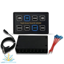 Load image into Gallery viewer, 12v~24v Innovative Deluxe 8 Gang Capacitive Touch Screen Blue Backlit LED Panel