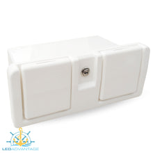 Load image into Gallery viewer, Deluxe White Lockable Glove Storage Box - Folding Drink Holders
