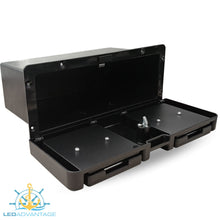Load image into Gallery viewer, Deluxe Black Lockable Glove Storage Box - Folding Drink Holders