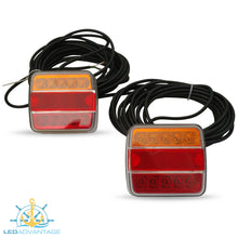 Load image into Gallery viewer, 12v Submersible Waterproof Combination Boat LED Trailer Lights (Twin Pack), 8 Mtr Cable & 3-Plug Kit