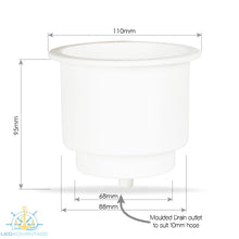 Load image into Gallery viewer, White Large Twin Size Recessed Drink Holder &amp; Water Exit Drain