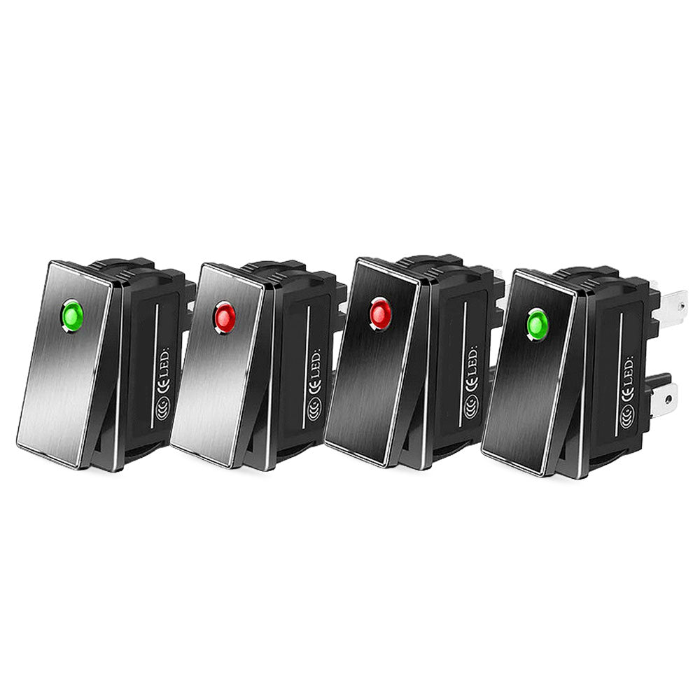Compact LED Illuminated On/Off Rocker Switch Aluminium Face Plate ...
