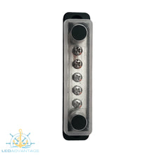 Load image into Gallery viewer, 12v/24v 5-Way 2 Stud 50A/100A Buss Bar with Clear Cover &amp; Labels