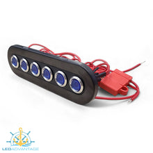 Load image into Gallery viewer, 12v~24v 6 Gang Black Brushed S/S Horizontal/Vertical Blue LED Push Button Switch Panel