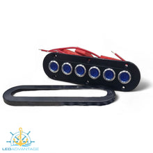 Load image into Gallery viewer, 12v~24v 6 Gang Black Brushed S/S Horizontal/Vertical Blue LED Push Button Switch Panel