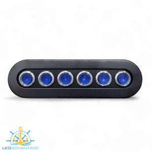 12v~24v 6 Gang Black Brushed S/S Horizontal/Vertical Blue LED Push Button Switch Panel