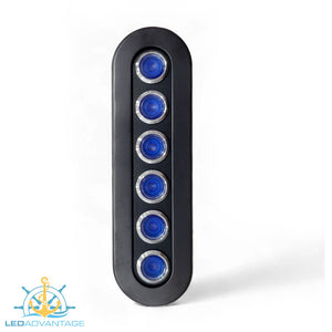 12v~24v 6 Gang Black Brushed S/S Horizontal/Vertical Blue LED Push Button Switch Panel