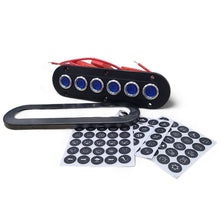 Load image into Gallery viewer, 12v~24v 6 Gang Black Brushed S/S Horizontal/Vertical Blue LED Push Button Switch Panel