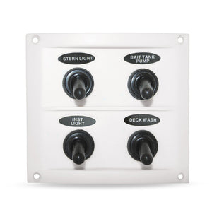 12v/24v Splashproof White 4 Gang Switch Panel