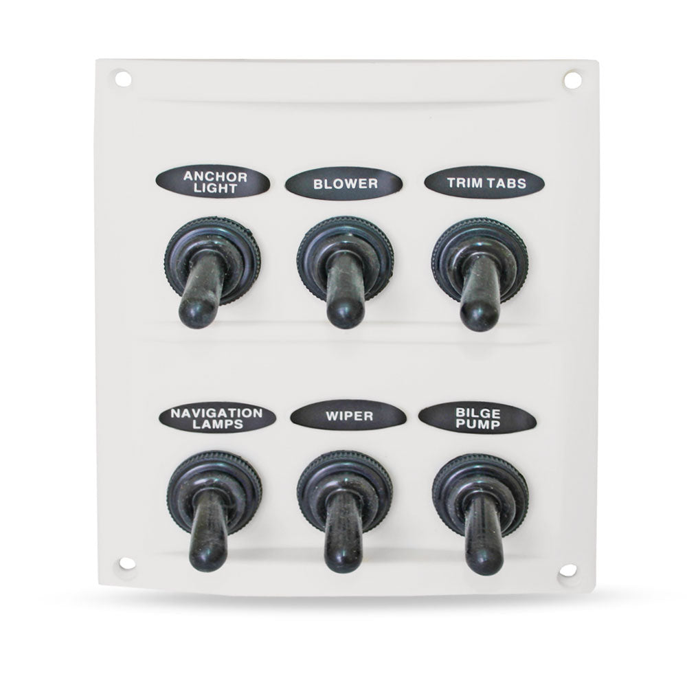 12v/24v Splashproof White 6 Gang Switch Panel