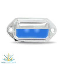 Load image into Gallery viewer, 12v Chrome Plated Waterproof Compact Surface Mount LED Courtesy Light (Blue LED)