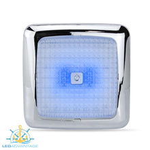 Load image into Gallery viewer, 12v 7w Dual Blue/White LED Touch Cabin Ceiling Light &amp; Dimmer (Chrome Housing)