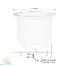 Load image into Gallery viewer, White Large Twin Size Recessed Drink Holder &amp; Water Exit Drain