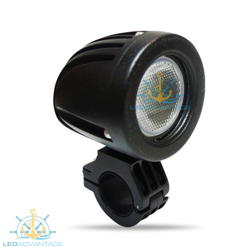 12v~24v 10 Watt Bow Rail Mount/Biminis Mount Marine LED Light (Black Housing)
