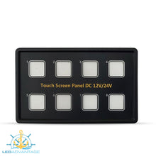 Load image into Gallery viewer, 12v~24v Innovative Deluxe 8 Gang Capacitive Touch Screen Blue Backlit LED Panel