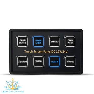 12v~24v Innovative Deluxe 8 Gang Capacitive Touch Screen Blue Backlit LED Panel