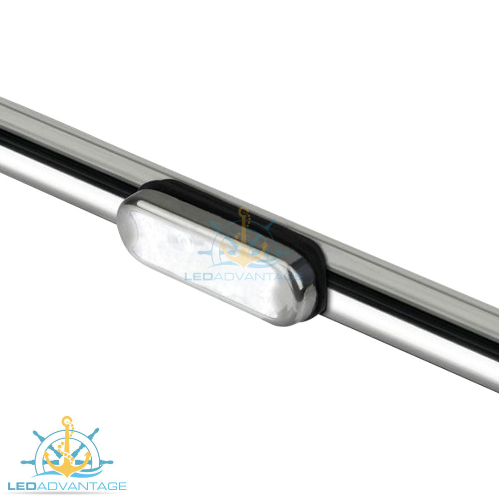 12v 2 Watt LED Rail Bimini Mounted Light S/S Cover & Inbuilt Switch ...