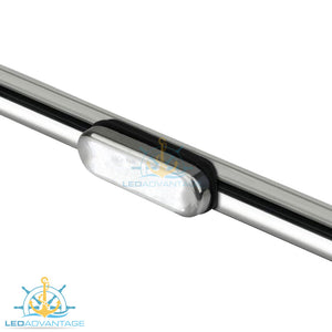 12v 2 Watt LED Rail Bimini Mounted Light S/S Cover & Inbuilt Switch