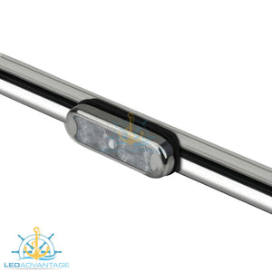 12v 2 Watt LED Rail Bimini Mounted Light S/S Cover & Inbuilt Switch
