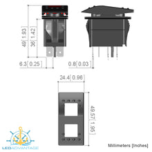 Load image into Gallery viewer, 12v~24v Multiv-Series Blue LED Illuminated Momentary (On)/Off/(On) Three Way Rocker Switch