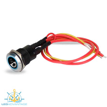 Load image into Gallery viewer, 12v Stainless Steel 20A Blue LED Halo Illuminated Latching On/Off Push Switch