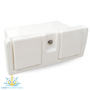 Deluxe White Lockable Glove Storage Box - Folding Drink Holders
