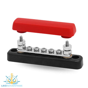 12v~24v Red Buss Bar 5-Way 2 Stud Electrical Distribution Point with Cover