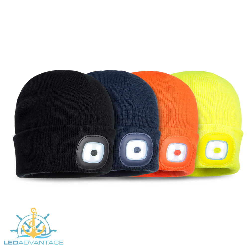 Beanie LED Head Light USB Rechargeable (Available in: Black, Navy, Yellow & Orange)