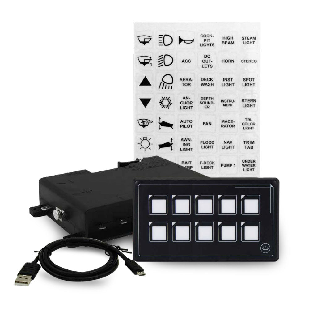 12v~24v Multivolt 10 Gang Boat Digital Membrane Touch Control Panel Kit (Momentary Switch)