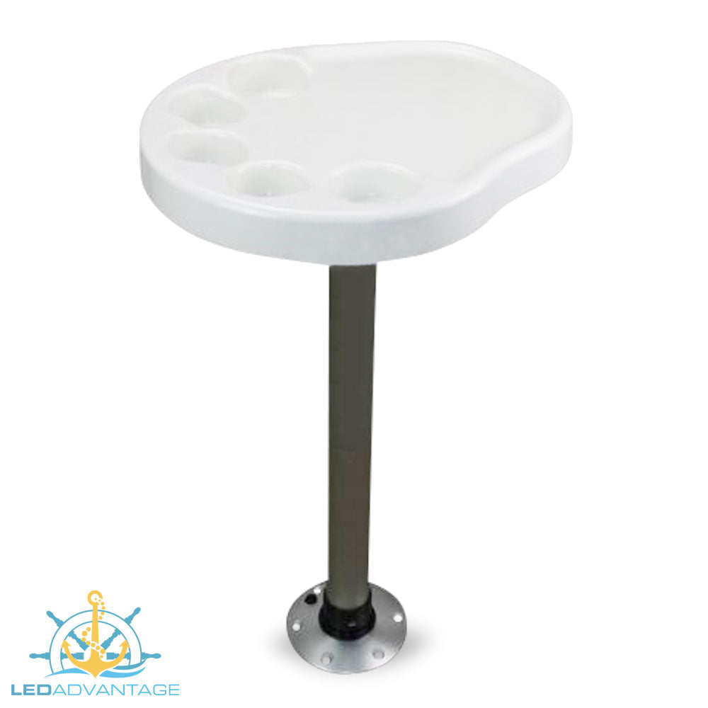 400mm x 470mm White Palm Table Top, Post & Base
