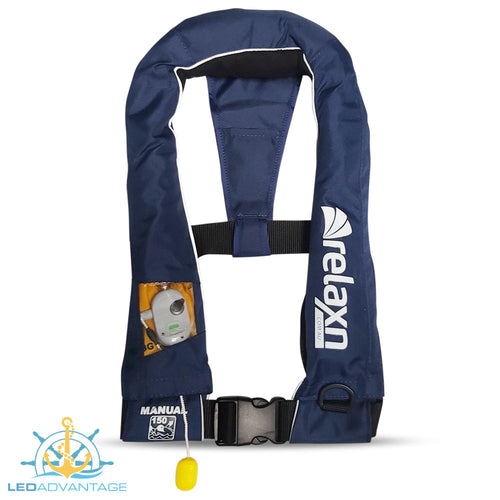 Relaxn OFFSHORE Slim Blue Manual PFD Life Jacket (150N) Suits 40KG+