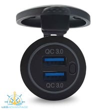 Load image into Gallery viewer, 12v~24v Blue LED Backlit Illuminated Recessed QC 3.0 (Quick Charge 3.0) Dual USB Socket