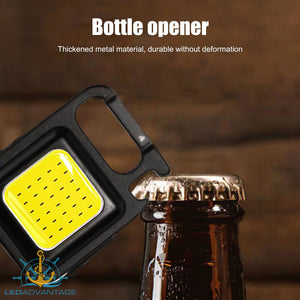 Mini 6W Black Multi-function Rechargeable LED Torch Key Chain Work Light with Bottle Opener