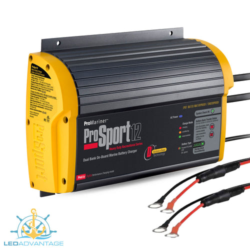 12v/24v Pro Sport Series 12 On-Board Marine Battery Charger System (12A Dual Bank)