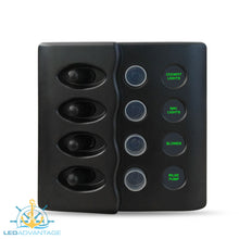 Load image into Gallery viewer, 12v/24v Waterproof 4 Gang LED Backlit Switch Panel with Circuit Breakers