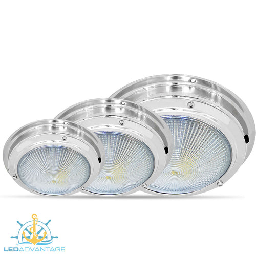 12v 20-LED Stainless Steel Round Ceiling Mount Dome Lights (Available in 4.4
