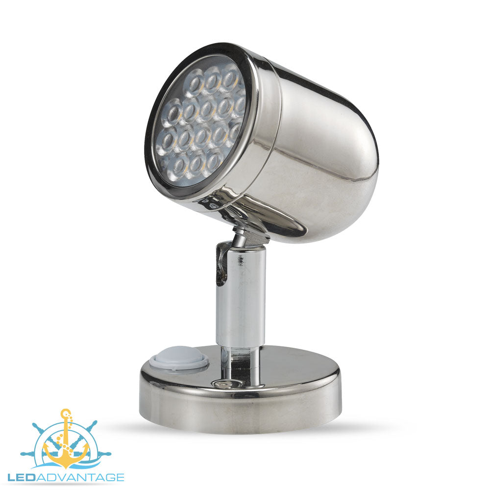 12v 3.2w Stainless Steel Bunk LED Swivel Reading Light & On/Off Switch