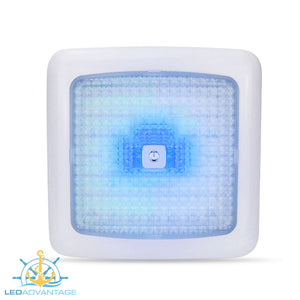 12v 7w Dual Blue/White LED Touch Cabin Ceiling Light & Dimmer (White Housing)