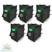 Load image into Gallery viewer, 12v On/Off Interior Green LED Illuminated Switch (5 Pack)