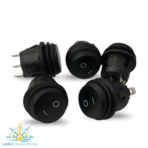 12v Black Rubber Seal Waterproof On/Off Rocker Switches (Available in 1/5/10/50)